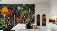 Culinary Spice Spoon Wall Mural