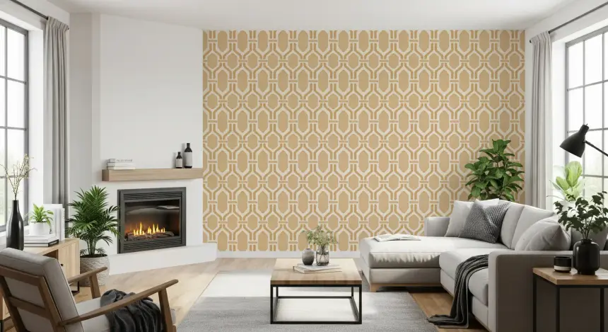 Art Deco Trellis Sand Wallpaper