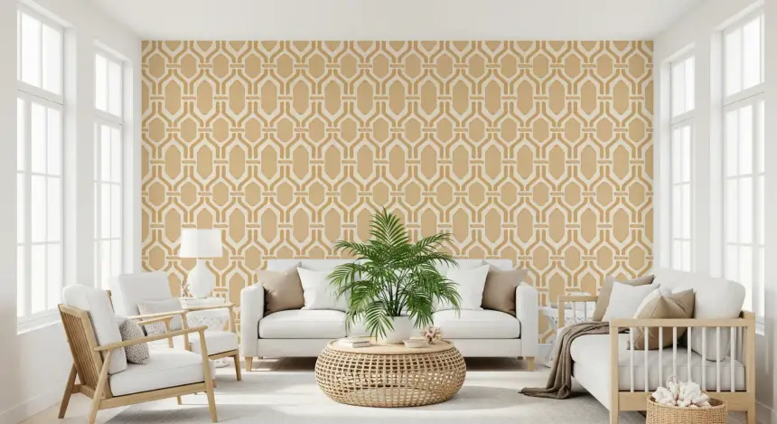 Art Deco Trellis Sand Wallpaper