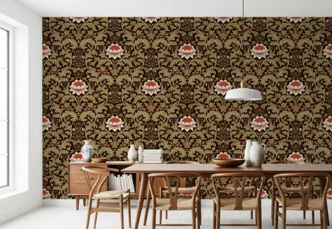 Arts and Crafts Floral Damask Wallpaper