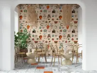 Teal Orange Atomic Kitsch Icons Wallpaper