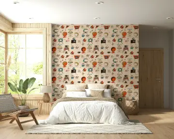 Teal Orange Atomic Kitsch Icons Wallpaper
