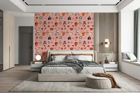 Retro Atomic Kitsch Wallpaper in Pink