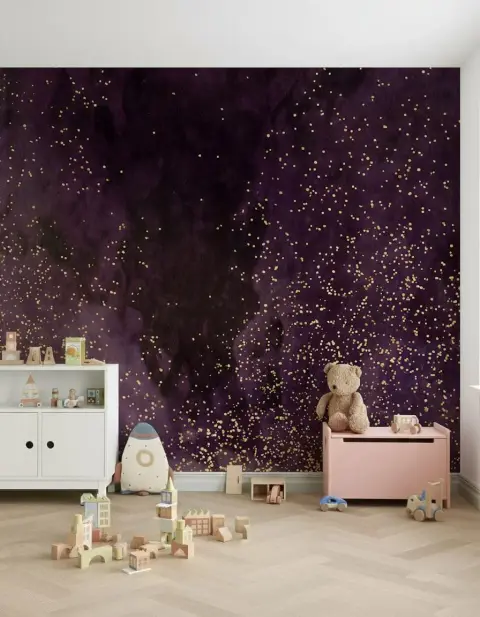 Aubergine Galaxy Sparkle Wallpaper