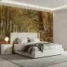 Golden Autumn Woods Log Stack Wallpaper Mural 2