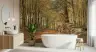 Golden Autumn Woods Log Stack Wallpaper Mural 1