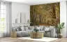 Golden Autumn Woods Log Stack Wallpaper Mural 3