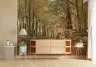 Golden Autumn Woods Log Stack Wallpaper Mural 5