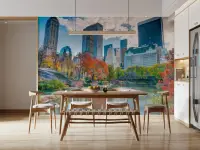 Central Park Autumn Skyline Wall Mural