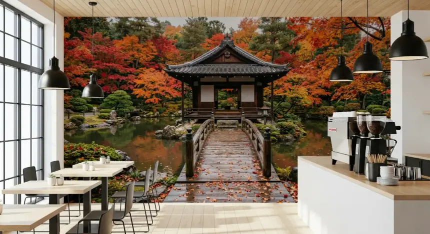 Autumn Temple Calm Wall Mural