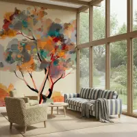 Abstract Autumn Tree Wall Mural