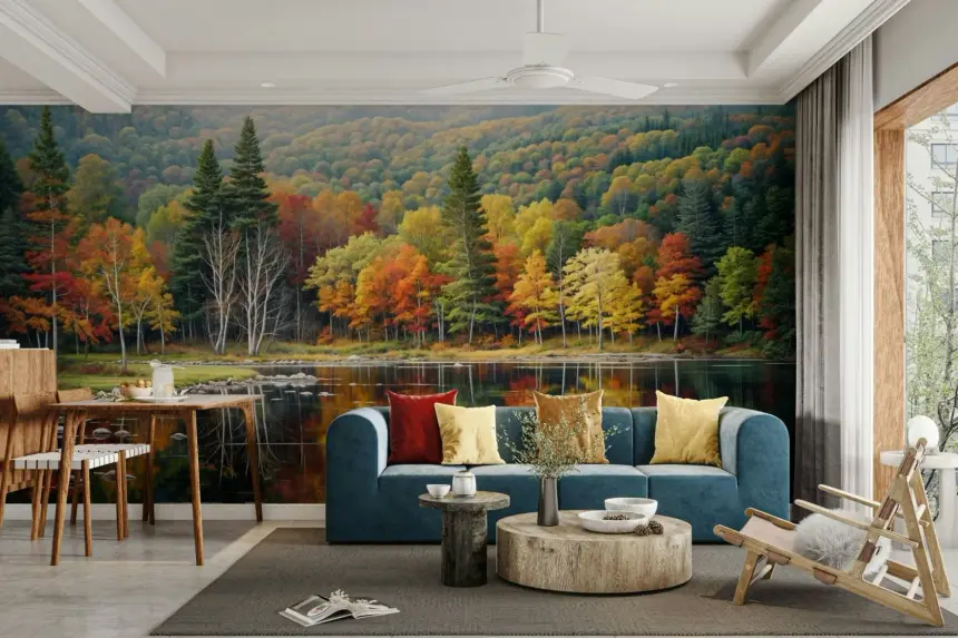 Autumn's Reflection Wall Mural