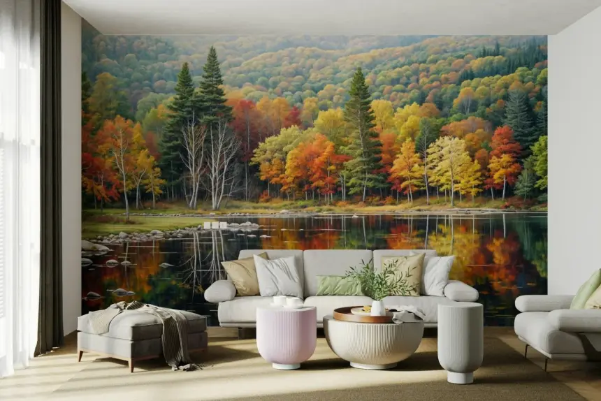 Autumn's Reflection Wall Mural