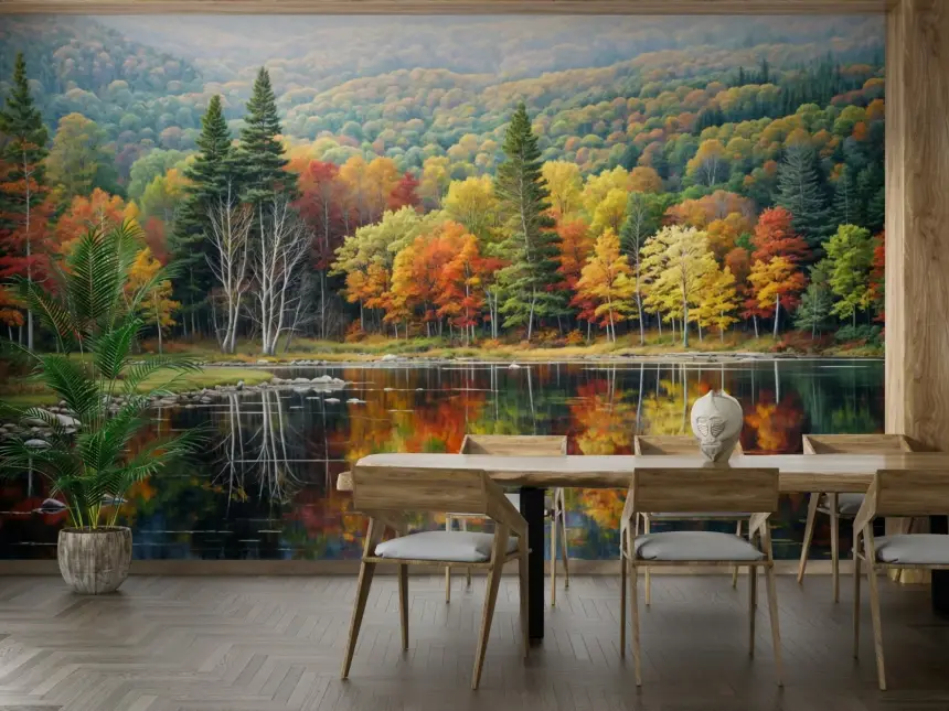 Autumn's Reflection Wall Mural