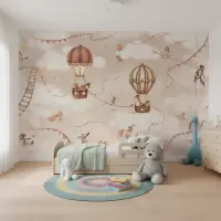 Whimsical Hot Air Balloon Kids Wall Mural