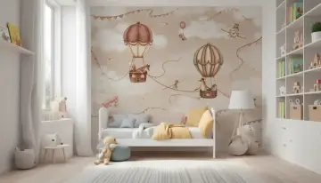 Whimsical Hot Air Balloon Kids Wall Mural