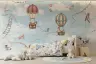 Whimsical Animals Hot Air Balloon Wall Mural 1