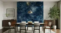Deep Blue Marble Effect Wall Mural