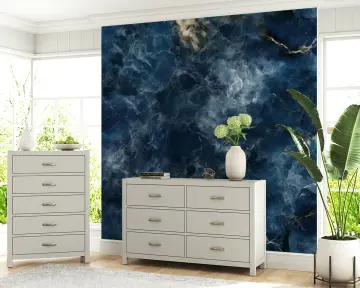 Deep Blue Marble Effect Wall Mural