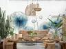 Blue Dandelion Seed Wall Mural 2