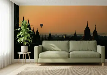 Bagan Pagodas Hot Air Balloon Wall Mural