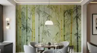 Bamboo Grove Watercolour Wall Mural