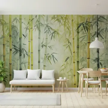 Bamboo Grove Watercolour Wall Mural