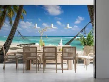 Tropical Beach Hammock Wall Mural