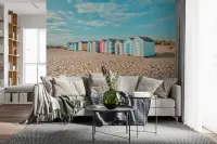 Colourful Beach Huts Wall Mural