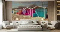 Colorful Beach Huts Wall Mural