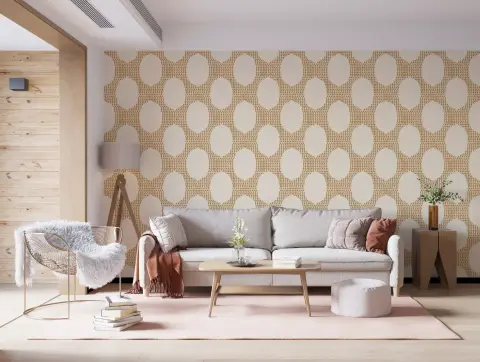 Golden Oval Pattern Wallpaper