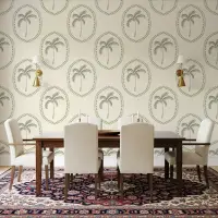 Palm Medallion Wallpaper in Sage Green