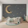 Celestial Bear Bunny Moon Grey Wallpaper Mural 3