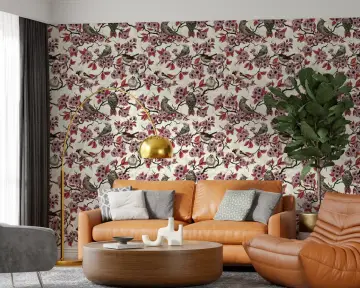 Birds and Cherry Blossom Wallpaper