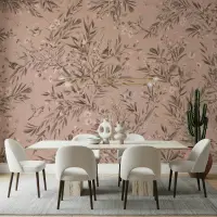 Botanical Birds and Butterflies Wallpaper Mural