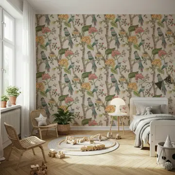 Chinoiserie Bird and Floral Wallpaper