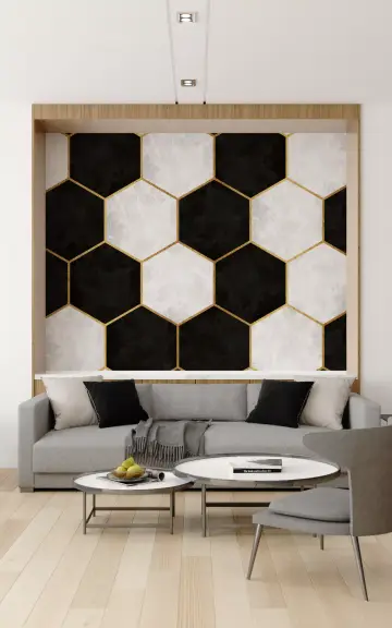 Geometric Hexagon Marble Wallpaper