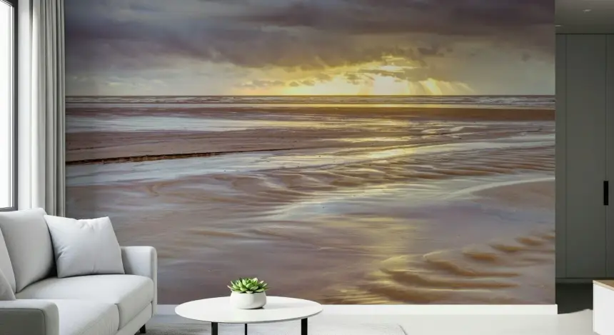 Blackpool Beach Sunset Wall Mural
