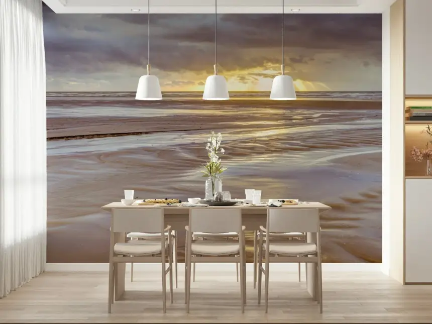 Blackpool Beach Sunset Wall Mural