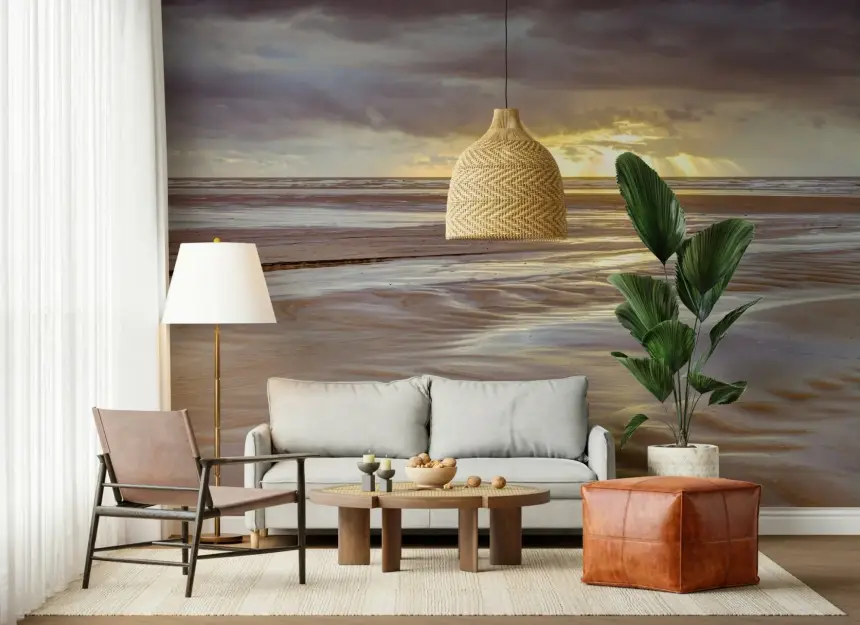 Blackpool Beach Sunset Wall Mural