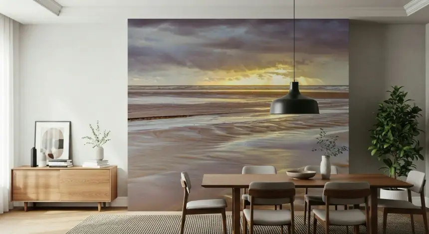 Blackpool Beach Sunset Wall Mural