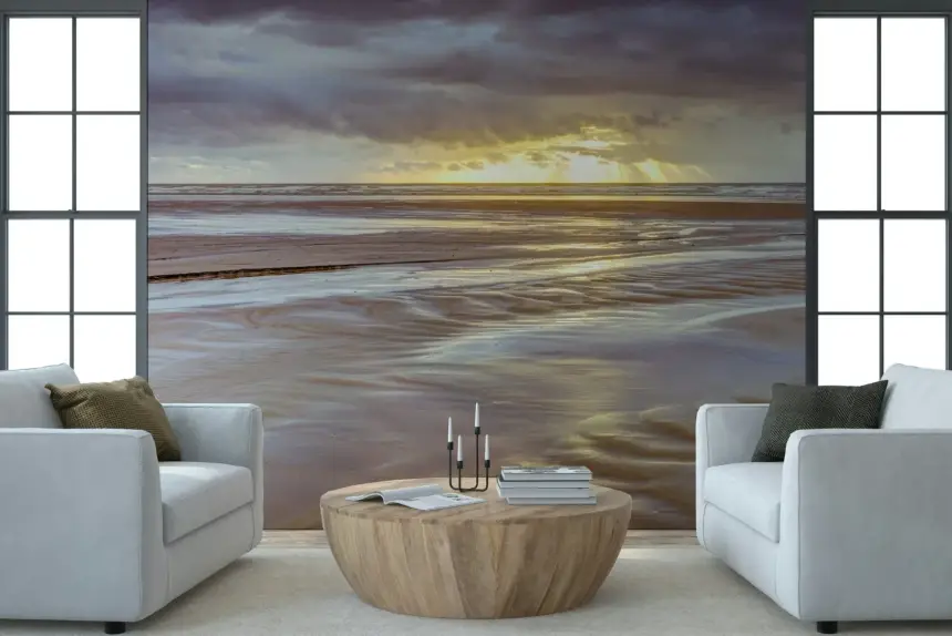 Blackpool Beach Sunset Wall Mural