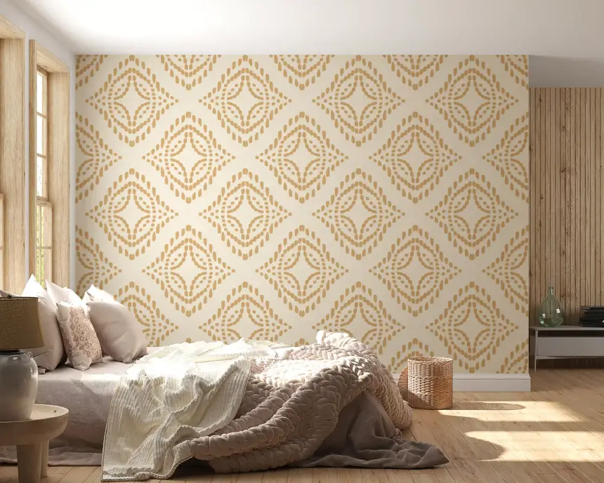 Block Print Ornament Sand Wallpaper