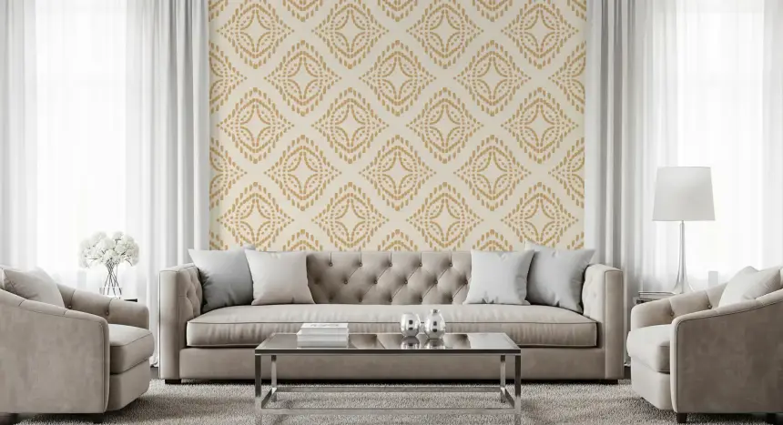 Block Print Ornament Sand Wallpaper