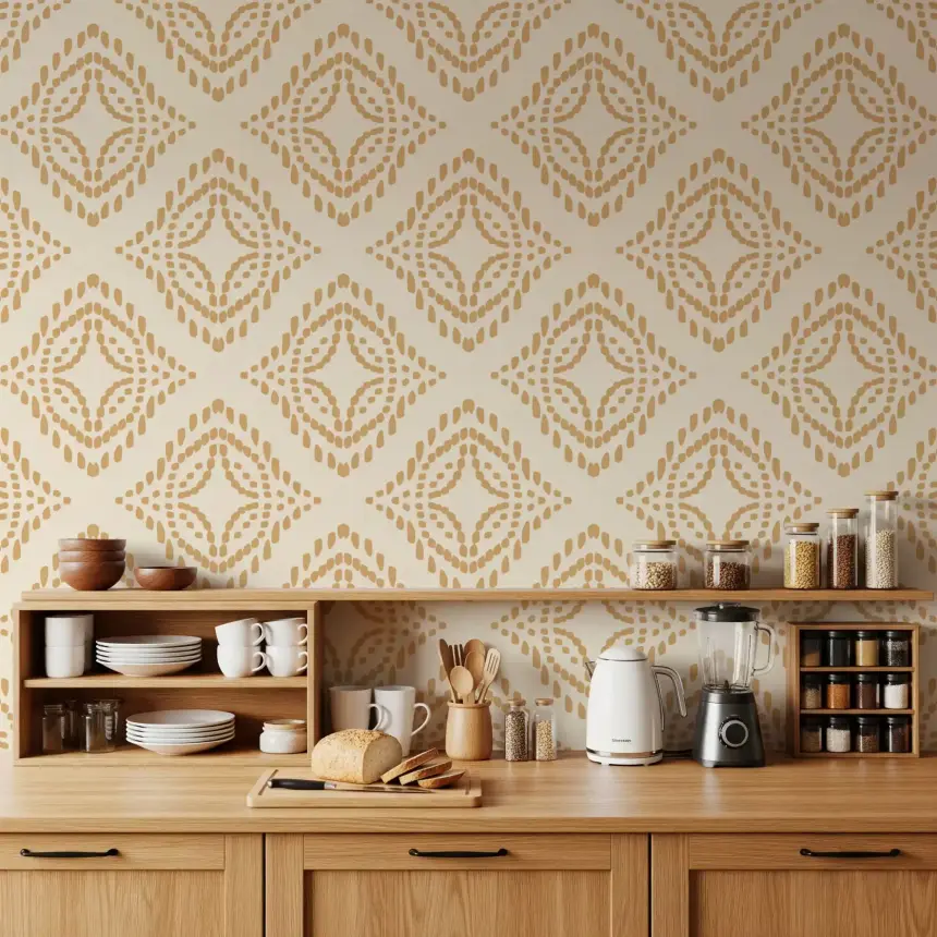 Block Print Ornament Sand Wallpaper