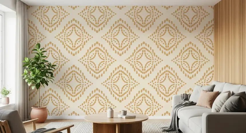 Block Print Ornament Sand Wallpaper