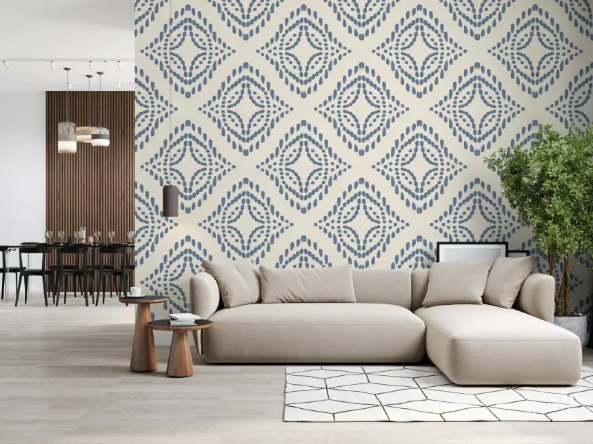 Block Print Ornament Slate Blue Wallpaper