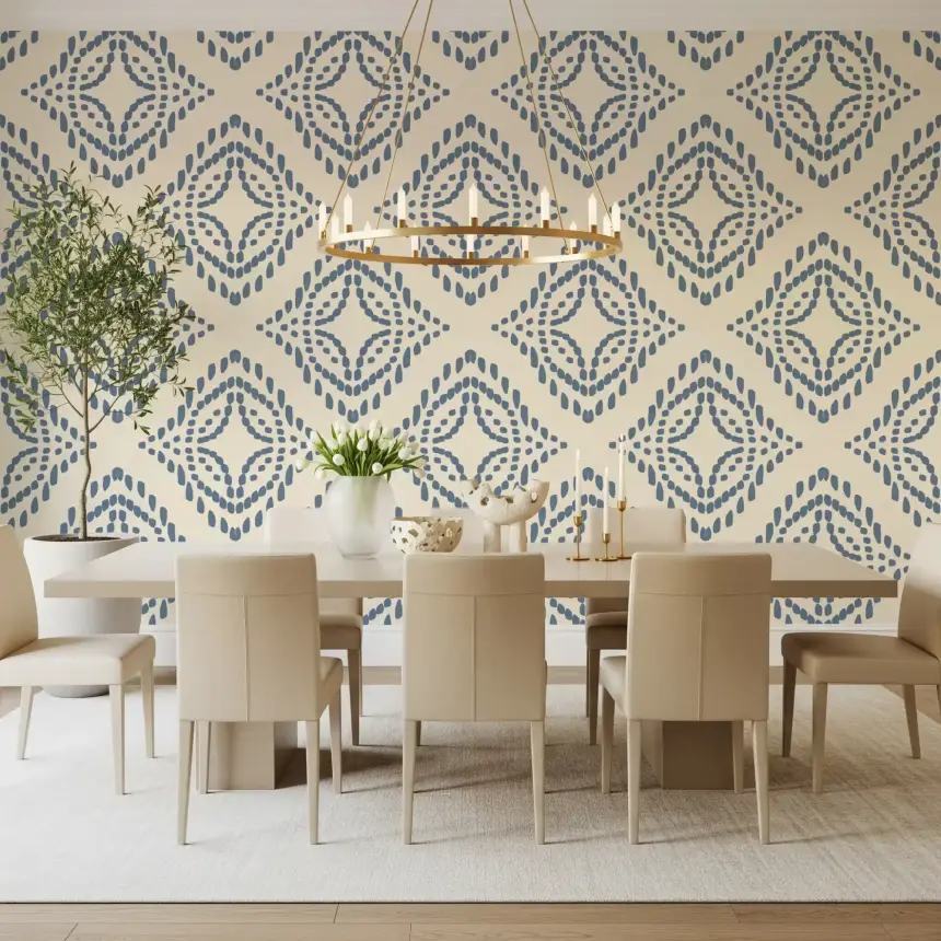 Block Print Ornament Slate Blue Wallpaper