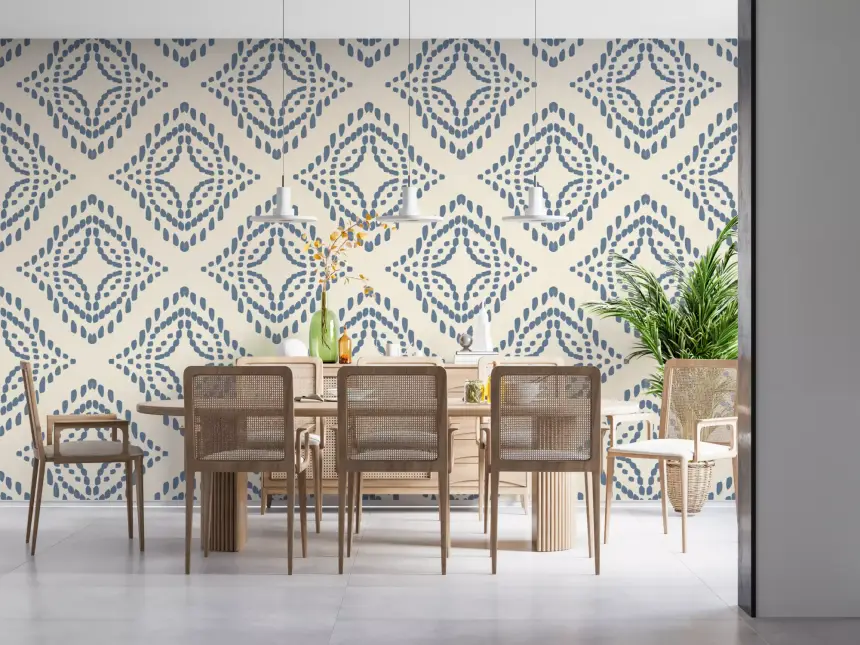 Block Print Ornament Slate Blue Wallpaper