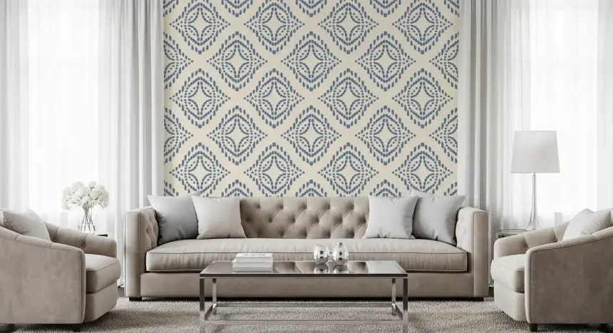 Block Print Ornament Slate Blue Wallpaper